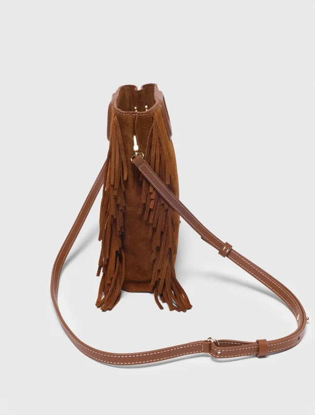 Topstitched suede M bag Topstitched suede M bag