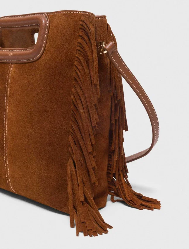 Topstitched suede M bag Topstitched suede M bag