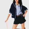 Tweed shorts with denim details