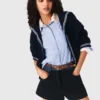 Tweed shorts with denim details