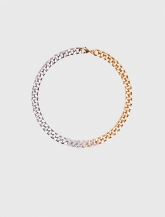 Two-tone rhinestone link necklace