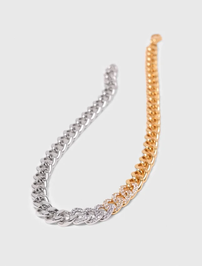 Two-tone rhinestone link necklace Two-tone rhinestone link necklace