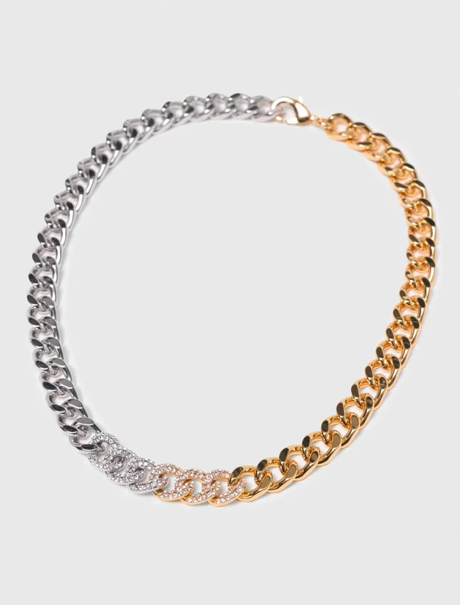 Two-tone rhinestone link necklace Two-tone rhinestone link necklace