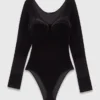 Velvet and corset detail bodysuit
