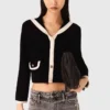 Velvet-effect cardigan