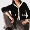 Velvet-effect cardigan