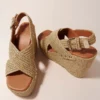 Wedge sandals with raffia effect