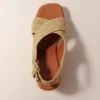 Wedge sandals with raffia effect