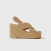Wedge sandals with raffia effect