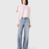 Wide-leg all-over rhinestone jeans
