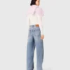 Wide-leg all-over rhinestone jeans