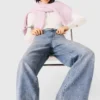 Wide-leg all-over rhinestone jeans