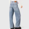 Wide-leg all-over rhinestone jeans