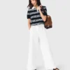 Wide-leg cotton trousers