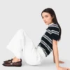 Wide-leg cotton trousers