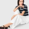 Wide-leg cotton trousers