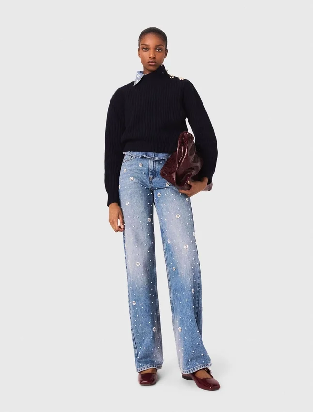 Wide-leg embroidered jeans Wide-leg embroidered jeans