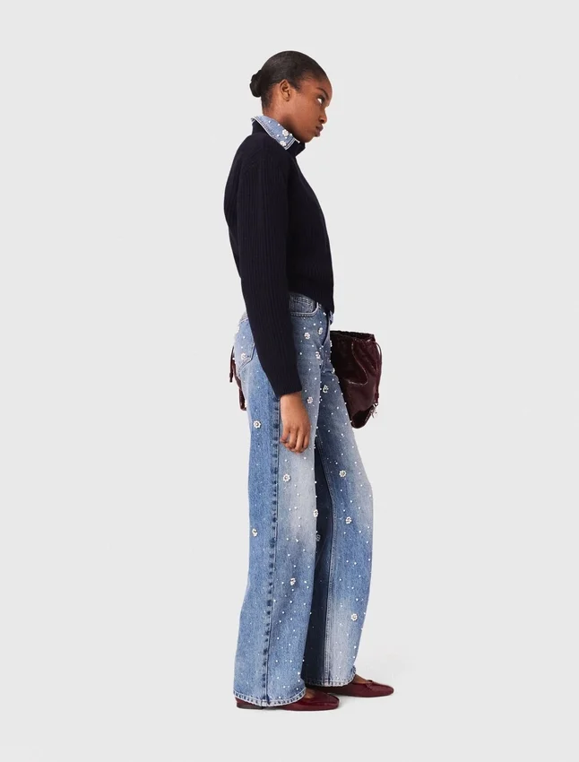 Wide-leg embroidered jeans Wide-leg embroidered jeans