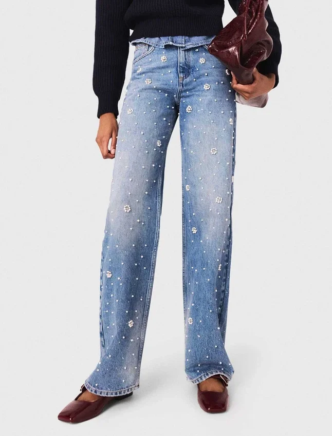 Wide-leg embroidered jeans Wide-leg embroidered jeans