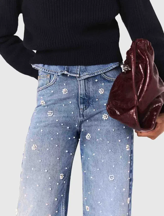 Wide-leg embroidered jeans Wide-leg embroidered jeans