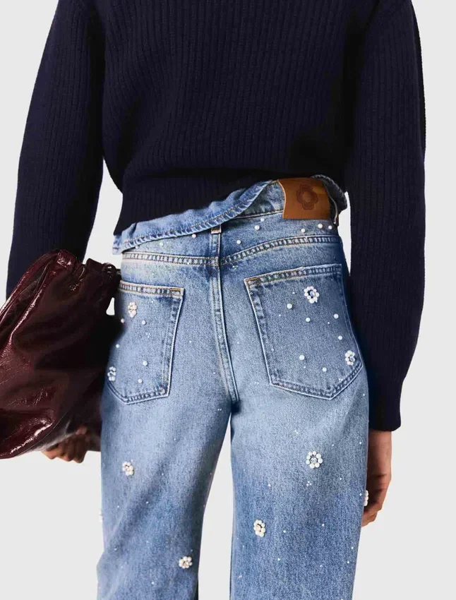 Wide-leg embroidered jeans Wide-leg embroidered jeans