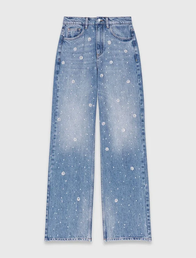 Wide-leg embroidered jeans Wide-leg embroidered jeans