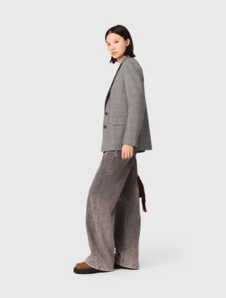Wide-leg jeans with chain-link belt