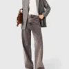 Wide-leg jeans with chain-link belt