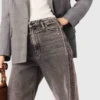 Wide-leg jeans with chain-link belt