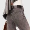 Wide-leg jeans with chain-link belt