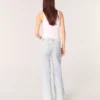 Wide-leg rhinestone cutaway jeans