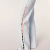 Wide-leg rhinestone cutaway jeans