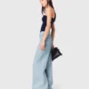 Wide-leg rhinestone jeans