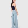Wide-leg rhinestone jeans