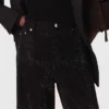 Wide-leg rhinestone jeans