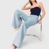 Wide-leg rhinestone jeans