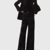 Wide-leg rhinestone jeans