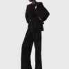 Wide-leg rhinestone jeans