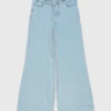 Wide-leg rhinestone jeans
