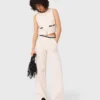 Wide leg tweed-effect trousers