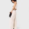 Wide leg tweed-effect trousers