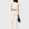 Wide leg tweed-effect trousers