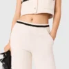 Wide leg tweed-effect trousers