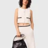 Wide leg tweed-effect trousers