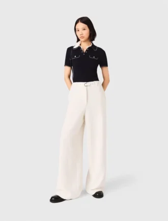 Wide-leg tweed trousers